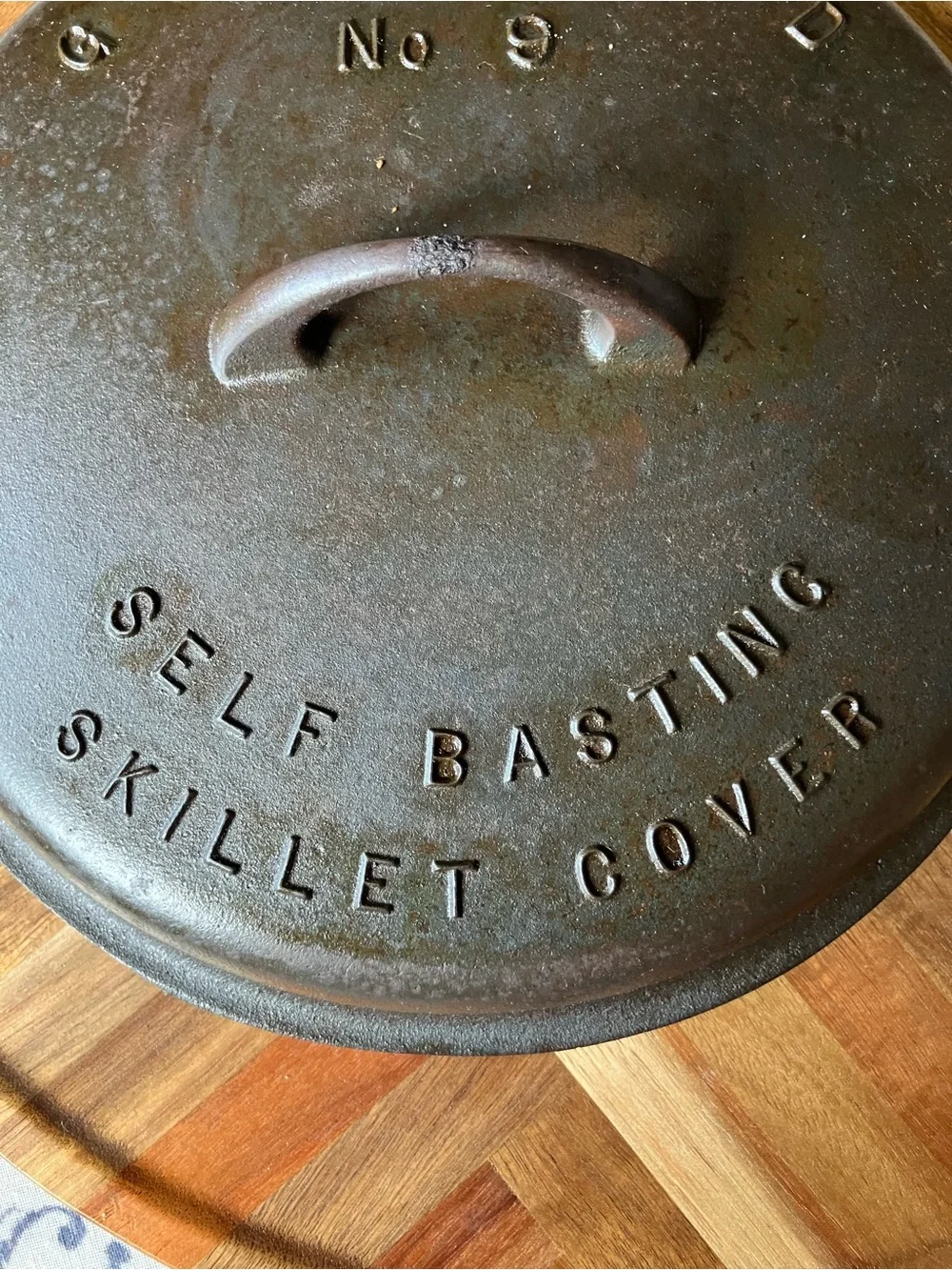 Vintage Griswold No. 9 Self-Basting Skillet Cover — Black Cast Iron